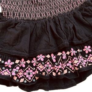 Justice Girls Black Skirt with Pink Glitter Floral Design Highlights Size 10